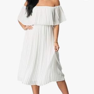 White Off-the-Shoulder Midi Dress